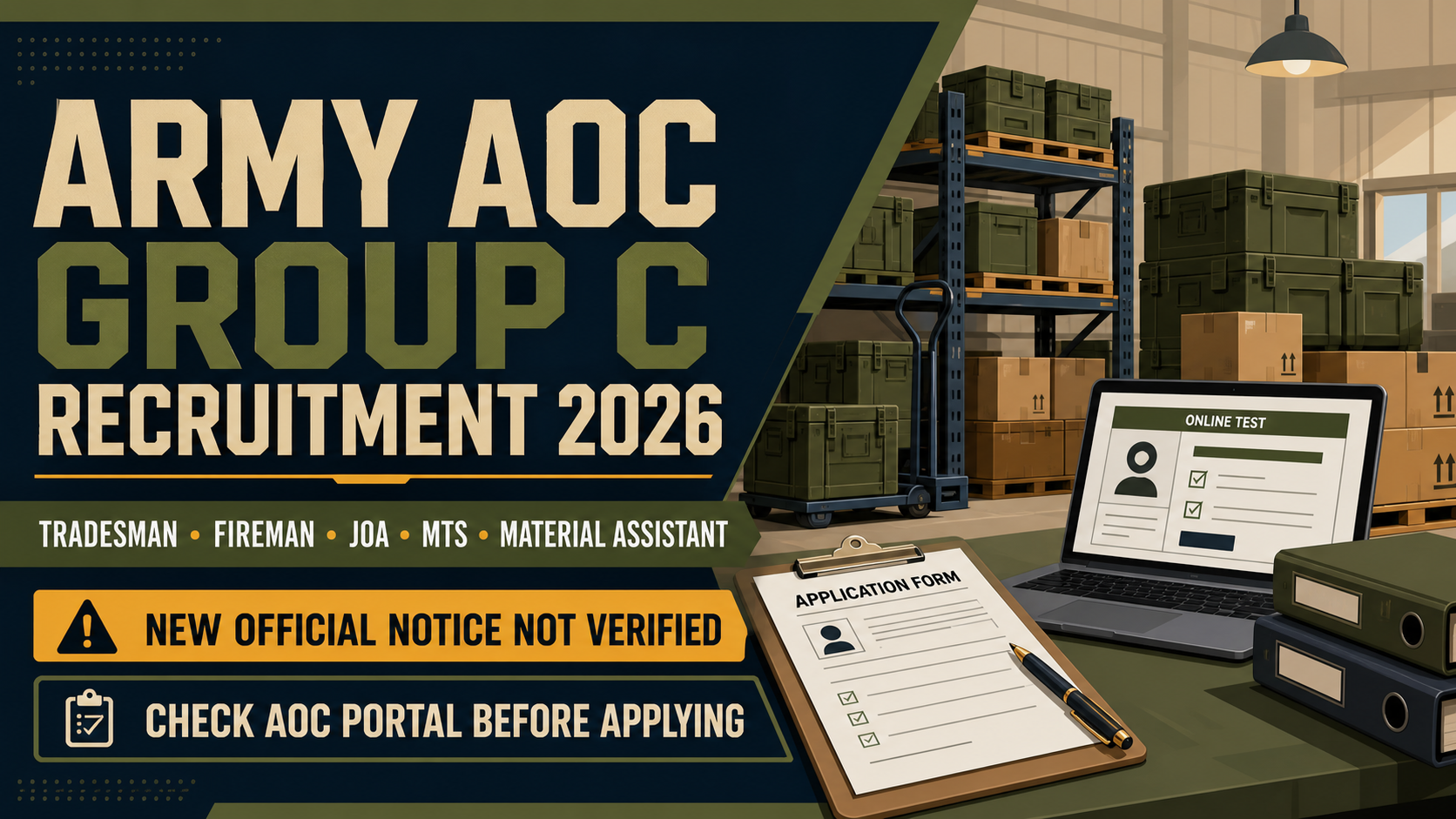 Cover image for Army AOC Group C Recruitment 2026 – 2,615-Post Claim Not Verified