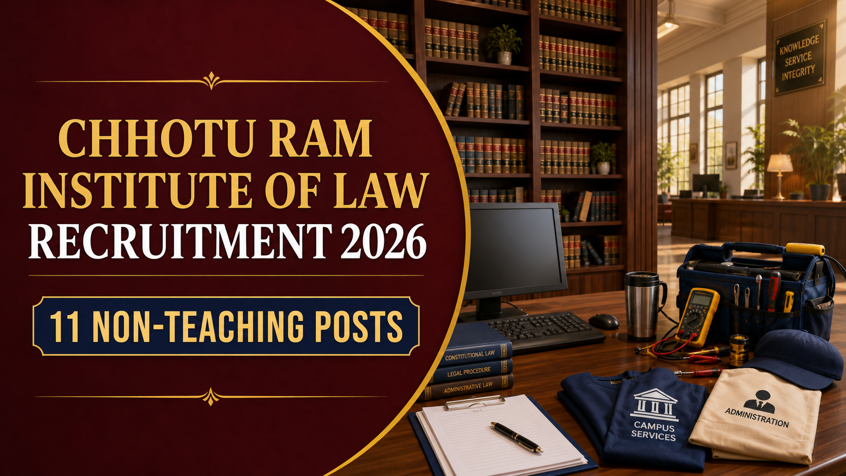 Cover image for Chhotu Ram Institute of Law Recruitment 2026 – 11 Posts